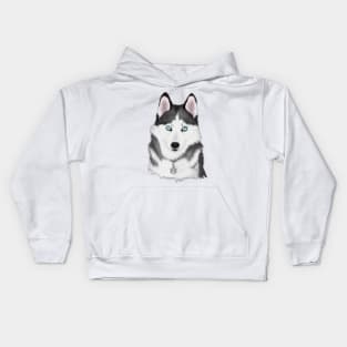 Cute Husky Drawing Kids Hoodie